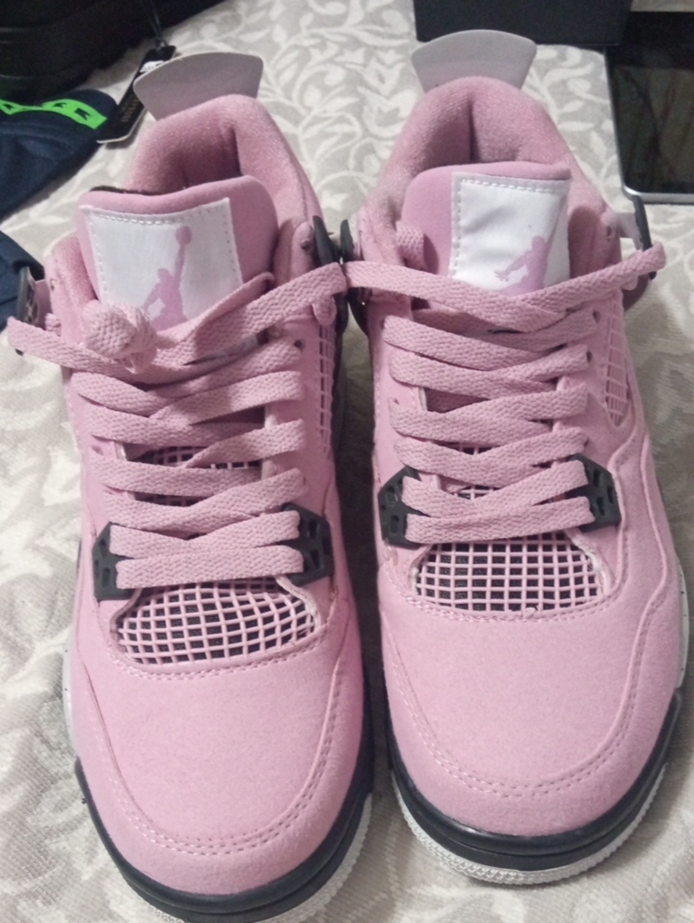 Jordan Pink Suede Low-Top Sneakers with Black Accents